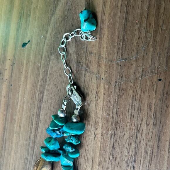 Vintage 925 Sterling Silver Chunky Genuine Turquoise and Bronze Bead Necklace C3 - Picture 6 of 11